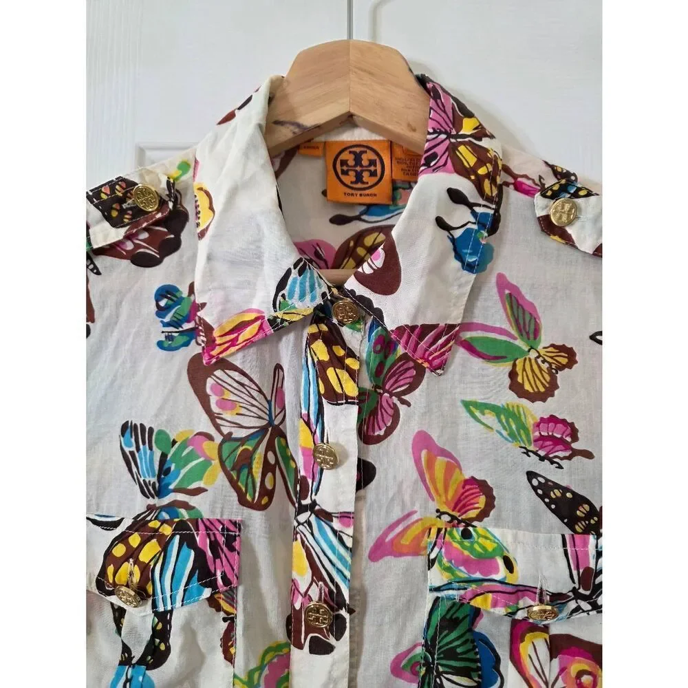Tory Burch Butterfly Print Button Down Shirt 6